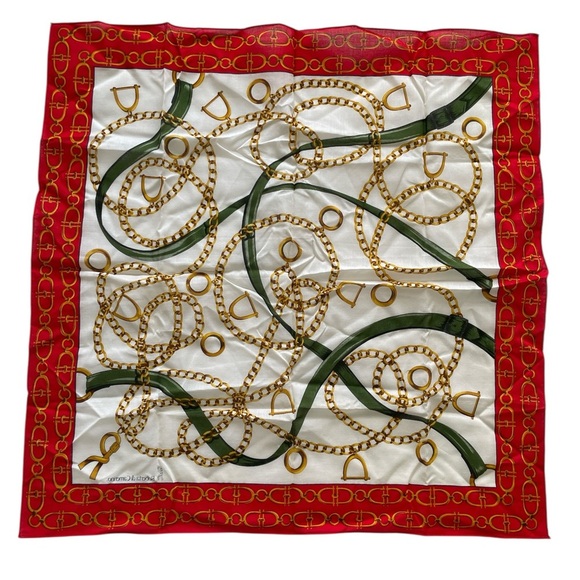 Roberta Di Camerino Vintage Red and Gold Patterned Handkerchief - Picture 9 of 10